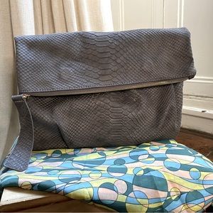 Urban Expression Gray Vegan Snakeskin Clutch